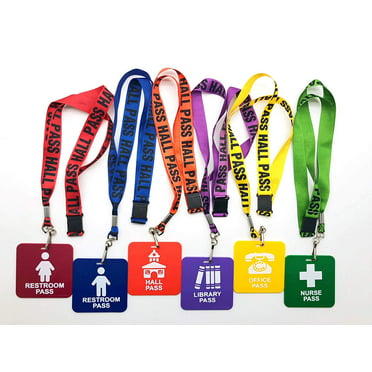 Hall Bathroom Library Office /& Nurse Unbreakable School Classroom 5.1 Inch Passes Set for Teacher Parents Hall Hall Pass Lanyards with Large Card Passes ,10 Pcs